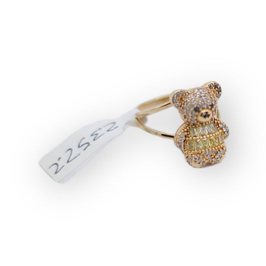 Women's 14k Small Teddy Bear with Yellow Stone Ring