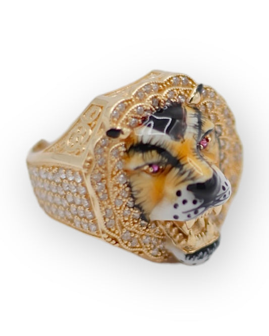 14k Gold Tiger Face Ring