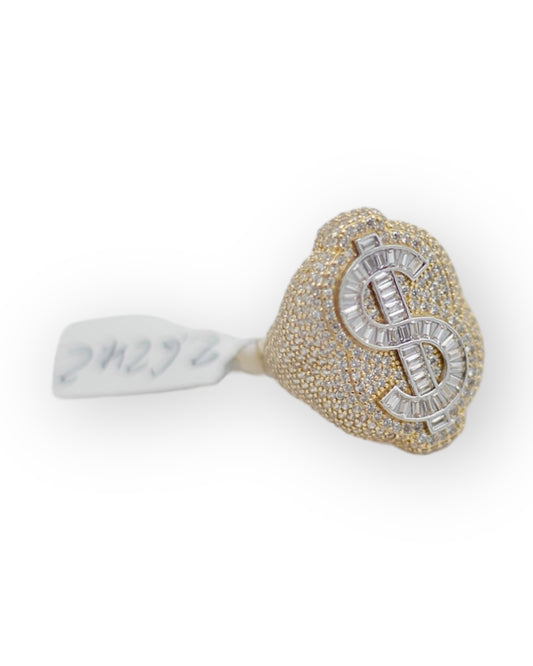 14k Gold CZ Stone Money Symbol Ring