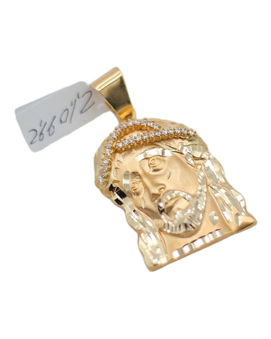 14k Gold Jesus Face Pendant