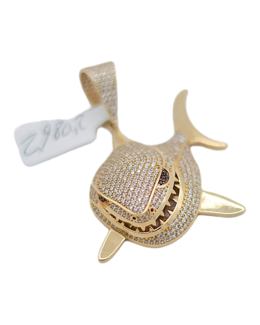 14k Men's Gold Shark Pendant